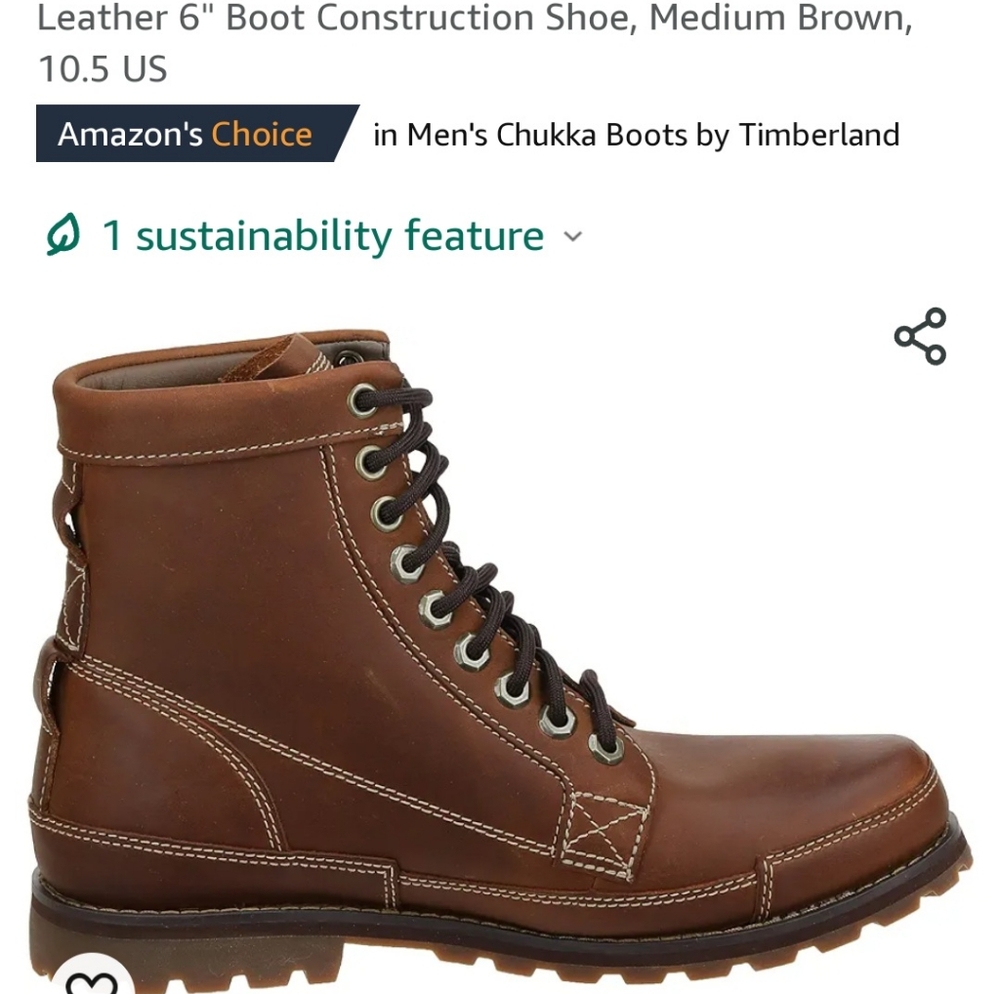 Timberland mens Earthkeepers® Rugged Original Leather 6" Boot Construction Shoe